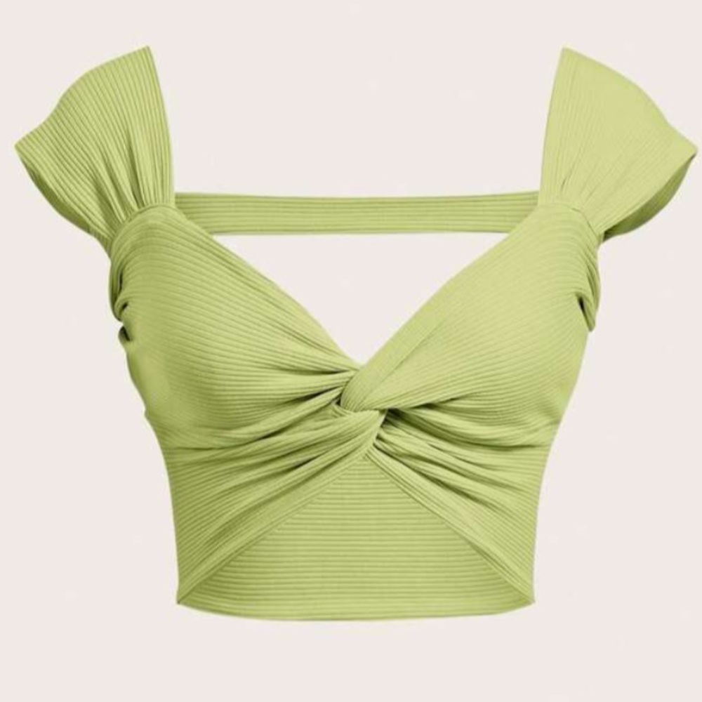 WYWH Twist Front Open Back Crop Top